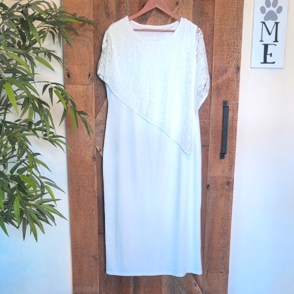 White Lace Overlay Dress - NWOT